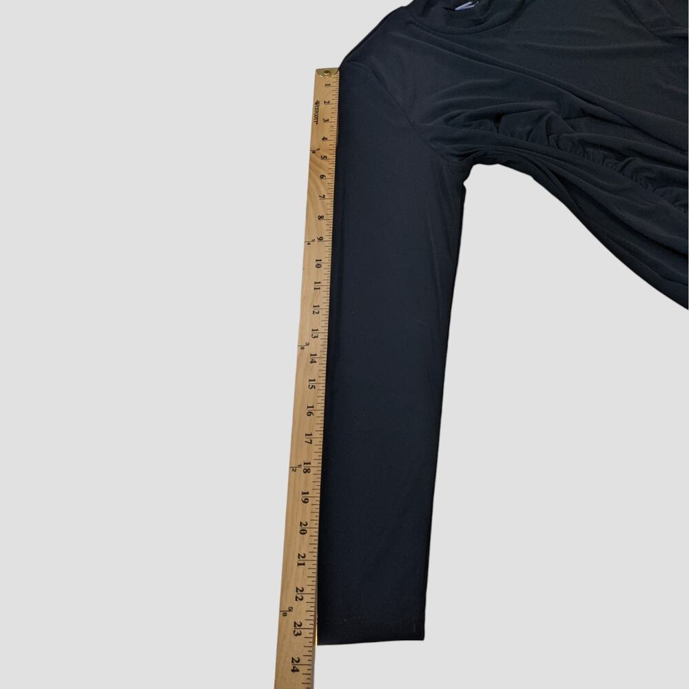 Future Collective Long Sleeve Mock Neck Ruched Black Midi Dress Women’s Medium - Picture 13 of 16